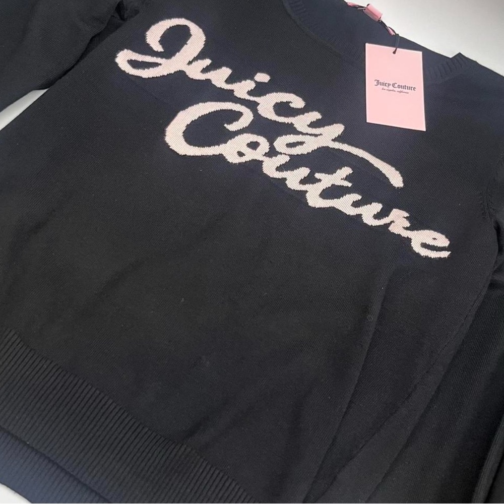 Juicy Couture Black and Pink Crew Neck Sweater